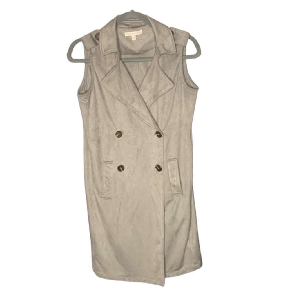 Sincerly Jules  long sleeveless gray faux‎ suede longline vest size small